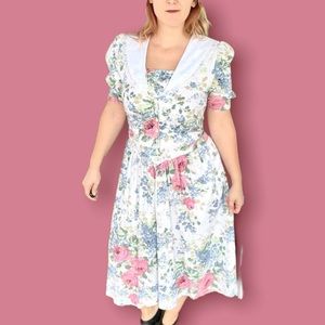 Vintage Brandywine Creek cottage core floral midi dress